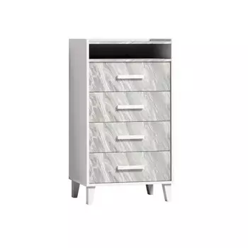 Комод напольный «Айрис 45», на ножках, с полкой, 4 ящика, 6004201078 мм, цвет белый/статуарио