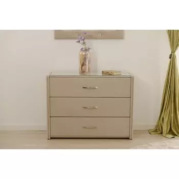 Комод «Алеро», 1010375765 мм, 3 ящика, премиум велюр, цвет песчаный бриз