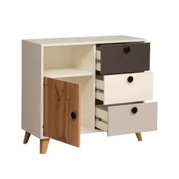 Комод «Артис» 69.03, 910398840 мм, цвет белый / серый / диамант серый / дуб вотан