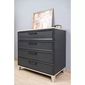 Комод напольный для спальни Aurelio 6, на ножках, 4 ящика, 802455778 мм, цвет антрацит/блеквуд сатиновый