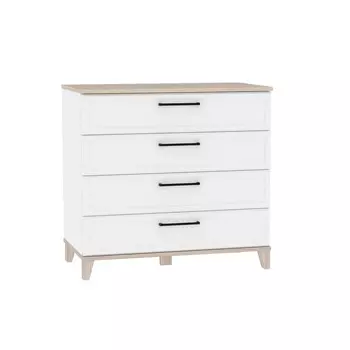 Комод напольный для спальни Aurelio 6, на ножках, 4 ящика, 802455778 мм, цвет белый/блеквуд сатиновый