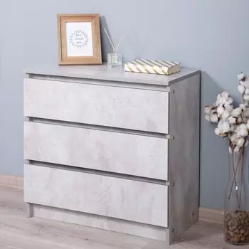 Комод City, 700354675 мм, 3 ящика, цвет цемент светлый