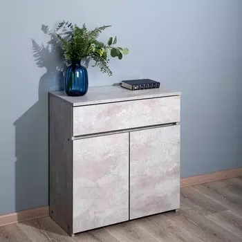 Комод City Lite, 700334734 мм, 2х дверный с ящиком, цвет цемент светлый