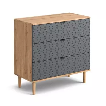 Комод "Денвер" 3 ящика, 828х410х800, Дуб вотан / Графит