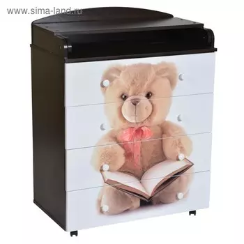 Комод детский пеленальный «Ульяна-5 Мишка», 800 мм, МДФ, цвет венге-белый