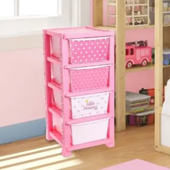 Комод пластиковый детский «Принцесса», 4 секции