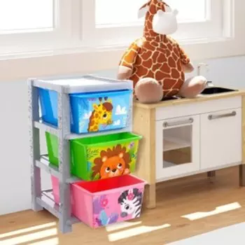 Комод пластиковый детский «Весёлый зоопарк», 3 секции
