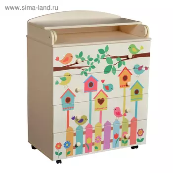Комод Fantasia Birds, шариковые направляющие, цвет слоновая кость