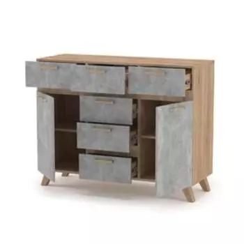 Комод Фарго, 1184х436х928, Дуб сонома/Бетон светлый