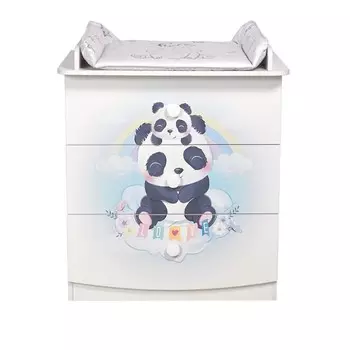 Комод Фея 1380 «Милые панды», с пеленальной рамой, цвет белый
