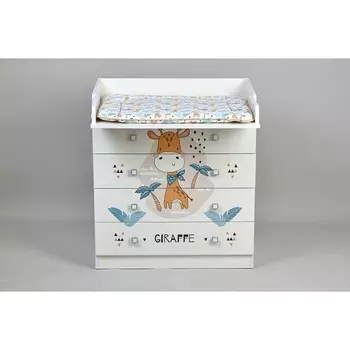 Комод пеленальный детский Фея 1580 «Жирафик», 804792 см, 4 ящика, белый