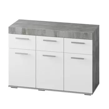 Комод Инстайл 1202х460х856 метрополитан грей/белый глянец