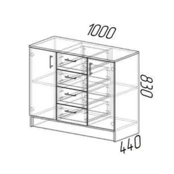 Комод для хранения «Эра» (К1000-2Д), 1000430830 мм, цвет венге/лоредо