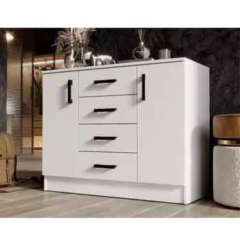 Комод для хранения «Эра. К1000- 2Д», 4 ящика, 2 дверцы, 1000430830 мм, цвет белый