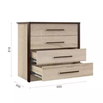 Комод «Эшли», 800 468 816 мм, цвет венге / дуб сонома