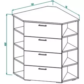 Комод К-21 1000х750х750 Дуб выбеленный/Венге