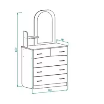 Комод К-5 с зеркалом 1670х940х480 Ясень Шимо Светлый/Ясень Шимо Темный
