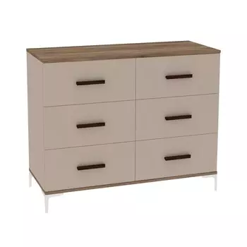 Комод для хранения вещей «Кара 4», на ножках, 6 ящиков, 1640521987 мм, цвет дуб табачный craft/велюр