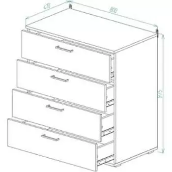Комод ЛАЙТ 875х800х470 Белый/корпус Дуб Сонома