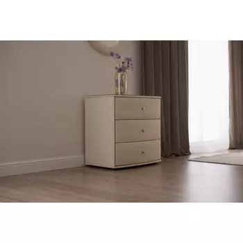 Комод «Люнетта», 750505760 мм, 3 ящика, стекло, премиум велюр, цвет песчаный бриз