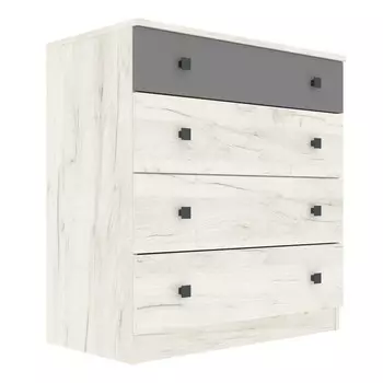 Комод напольный для хранения вещей «Люсси», 4 ящика, 925470804 мм, цвет дуб крафт белый/шифер серый