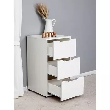 Комод малый «Прага», 400410732 мм, 3 ящика, цвет белое тиснение