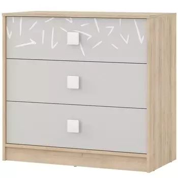 Комод «Микки», 900450850 мм, 3 ящика, цвет дуб ривьера / серый