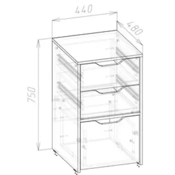 Комод Мико 440х480х750 белый/бриллиант/Бетон