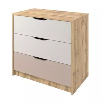 Комод «Модена», 812461757 мм, 3 ящика, цвет дуб вотан / кашемир серый / глиняный серый
