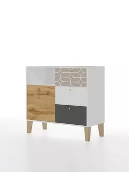 Комод напольный Story «Коты и овалы», 3 ящика, с дверью, 1000470940 мм, цвет золото