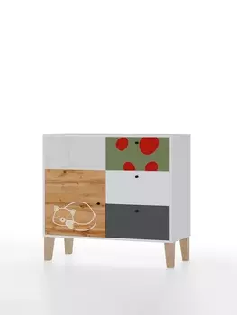 Комод напольный Story «Коты и овалы», 3 ящика, с дверью, 1000470940 мм, цвет чёрный