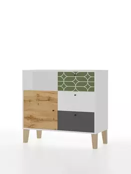 Комод напольный Story «Коты и овалы», 3 ящика, с дверью, 1000470940 мм, цвет чёрный