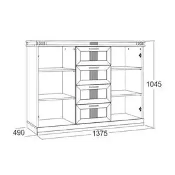 Комод «Ольга 18», 1375 × 490 × 1045, ЛДСП / МДФ, цвет валенсия