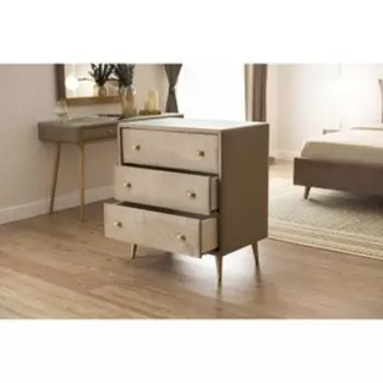 Комод «Олимпия», 805530880 мм, 3 ящика, стекло, премиум велюр, цвет пески касабланки