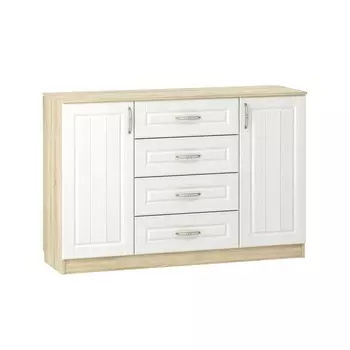 Комод Оливия НМ 040.35 Х, 1402х420х928, Белое дерево/Дуб Сонома