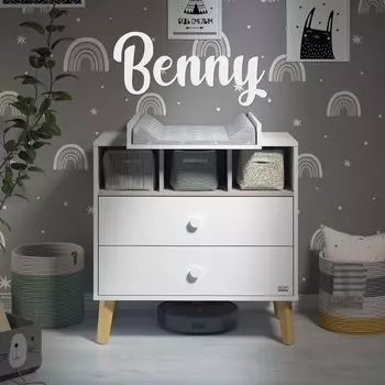 Комод пеленальный детский Benny, ЛДСП, 808869 см, 2 ящика, белый, кашемир