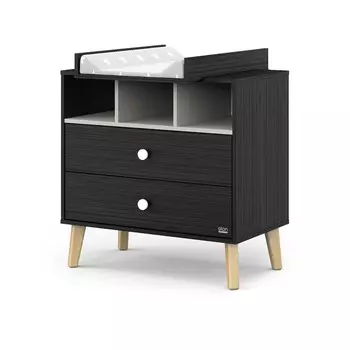Комод пеленальный детский Benny, ЛДСП, 808869 см, 2 ящика, черный, кашемир