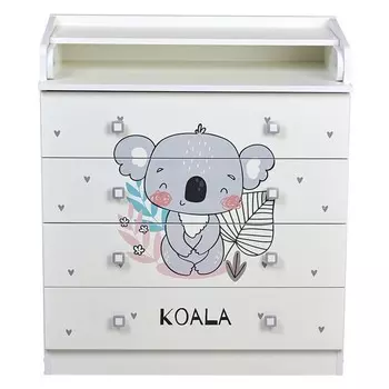 Комод пеленальный детский Фея 1580 «Коала», 804792 см, 4 ящика, белый
