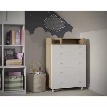 Комод пеленальный детский ИНКАНТО OSKAR V 800/5, 84х45х101 см., 5 ящиков, цвет дуб/белый