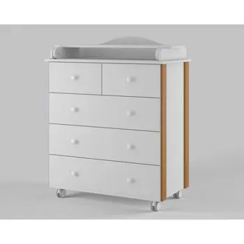 Комод пеленальный детский ИНКАНТО NUVOLLA LUX 800/5, 84451107 см, 5 ящиков, белый/бук