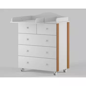 Комод пеленальный детский Nuvolla PLUS 800/5, 5 ящиков, цвет белый/бук