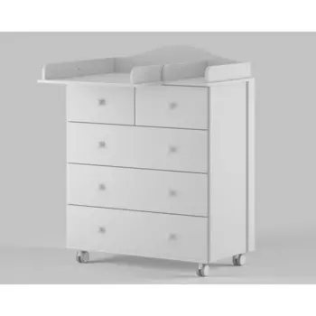 Комод пеленальный детский Nuvolla PLUS 800/5, 5 ящиков, цвет белый
