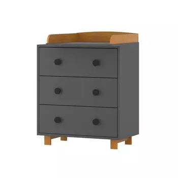 Комод пеленальный детский PAPI Lux 800/3, 3 ящика, цвет графит/бук