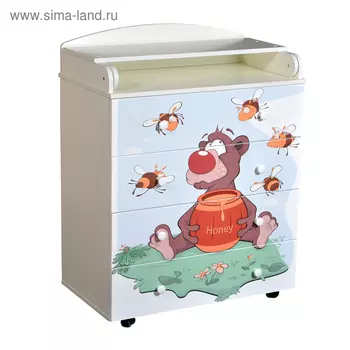 Комод пеленальный Fantasia Little bee, шариковые направляющие, цвет белый