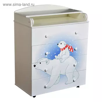 Комод пеленальный Fantasia Umka, шариковые направляющие, цвет белый