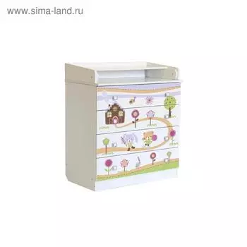 Комод пеленальный Polini kids Simple 1580 «Пряничный домик», цвет белый