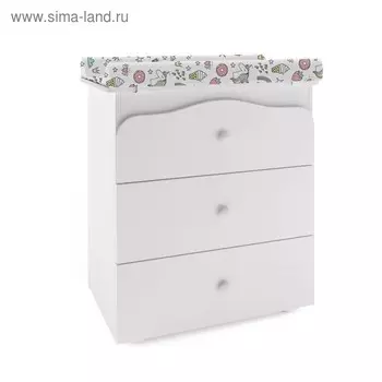 Комод пеленальный с ванночкой Polini kids Basic 3275, «Единорог» Сладости, белый