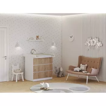 Комод с ящиками Polini kids Simple 1980, 804505797 мм, цвет белый/дуб крафт золотой