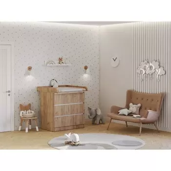 Комод с ящиками Polini kids Simple 1980, 804505797 мм, цвет дуб крафт золотой с белыми вставками