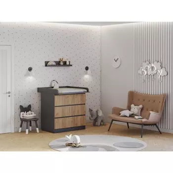 Комод с ящиками Polini kids Simple 1980, 804505797 мм, цвет графит/дуб крафт золотой